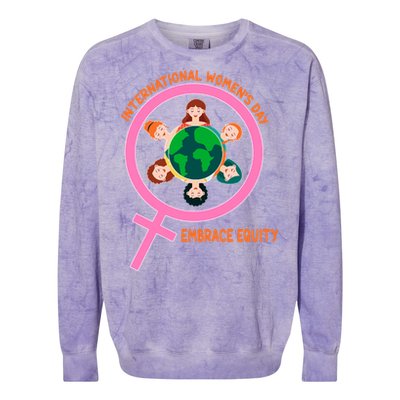 Wo International Day: Embrace Equity Cute Gift Colorblast Crewneck Sweatshirt