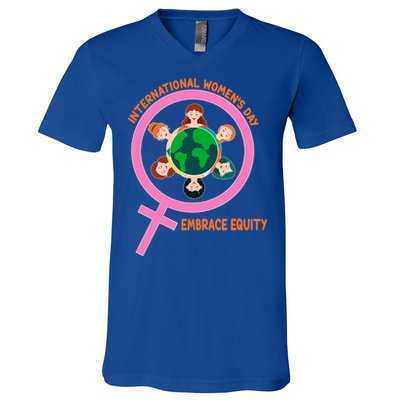 Wo International Day: Embrace Equity Cute Gift V-Neck T-Shirt