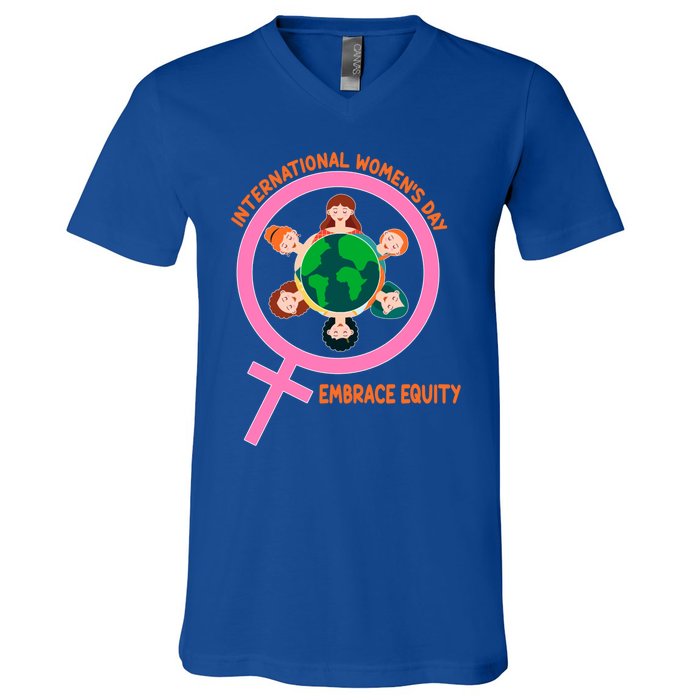 Wo International Day: Embrace Equity Cute Gift V-Neck T-Shirt