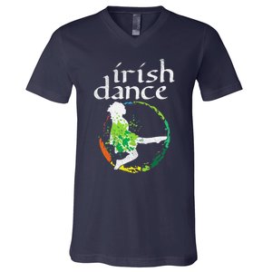 Wo Irish Dance Girl Colors St Patricks Day Ceili Dancer Girl V-Neck T-Shirt