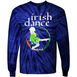 Wo Irish Dance Girl Colors St Patricks Day Ceili Dancer Girl Tie-Dye Long Sleeve Shirt