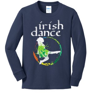 Wo Irish Dance Girl Colors St Patricks Day Ceili Dancer Girl Kids Long Sleeve Shirt