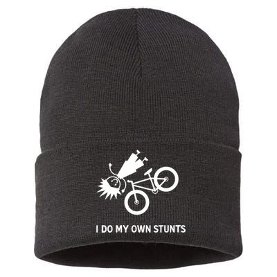 Wo I Do My Own Stunts Bicycle Sustainable Knit Beanie