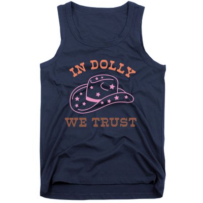 Western In Dolly We Trust Funny Cowgirl Howdy Yeehaw Rodeo Tank Top