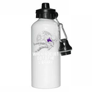 When In Doubt Go To The Library Funny Librarian Humor Aluminum Water Bottle