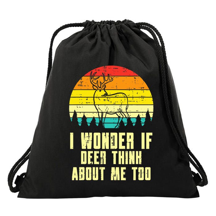 Wonder If Deer Think About Me Too Retro Hunting Hunter Drawstring Bag