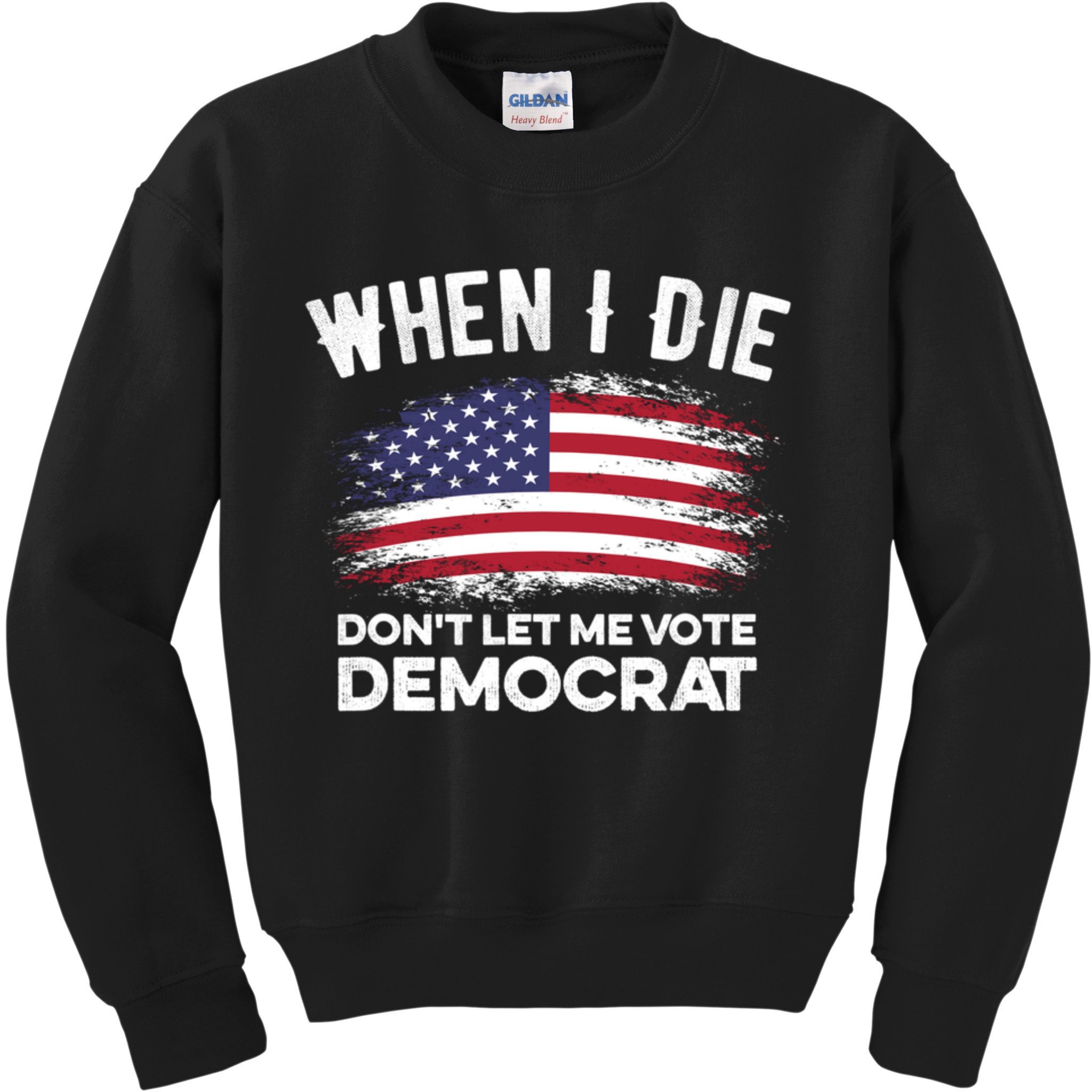 When I Die Don't Let Me Vote Democrat Anti Biden Flag Kids Sweatshirt
