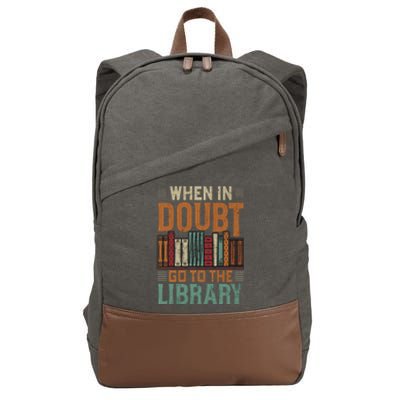 When In Doubt Go To The Library Lover Matching Cotton Canvas Backpack