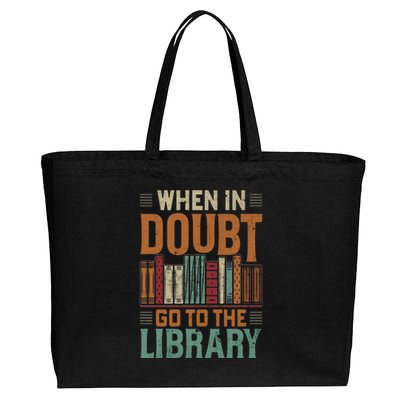 When In Doubt Go To The Library Lover Matching Cotton Canvas Jumbo Tote