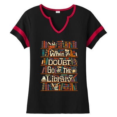 When In Doubt Go To The Library For Lovers Book Ladies Halftime Notch Neck Tee