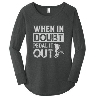 When In Doubt Pedal It Out Gift Funny Cycling Women's Perfect Tri Tunic Long Sleeve Shirt