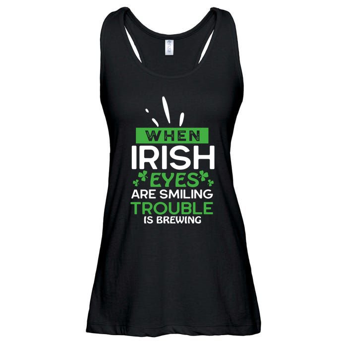 When Irish Eyes Are Smiling Trouble Is Brewing St Patrick's Day Ladies Essential Flowy Tank