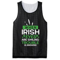 When Irish Eyes Are Smiling Trouble Is Brewing St Patrick's Day Mesh Reversible Basketball Jersey Tank