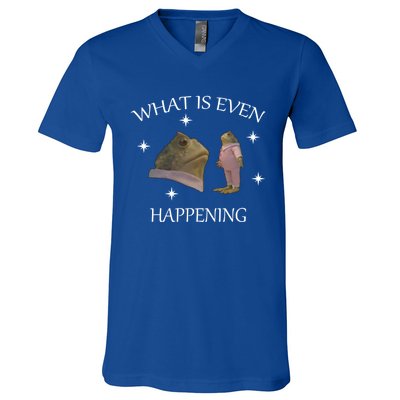 What Is Even Happening Frog Gift V-Neck T-Shirt