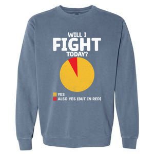 Will I Fight Today Taekwondo Player Martial Arts Tkd Gift Garment-Dyed Sweatshirt