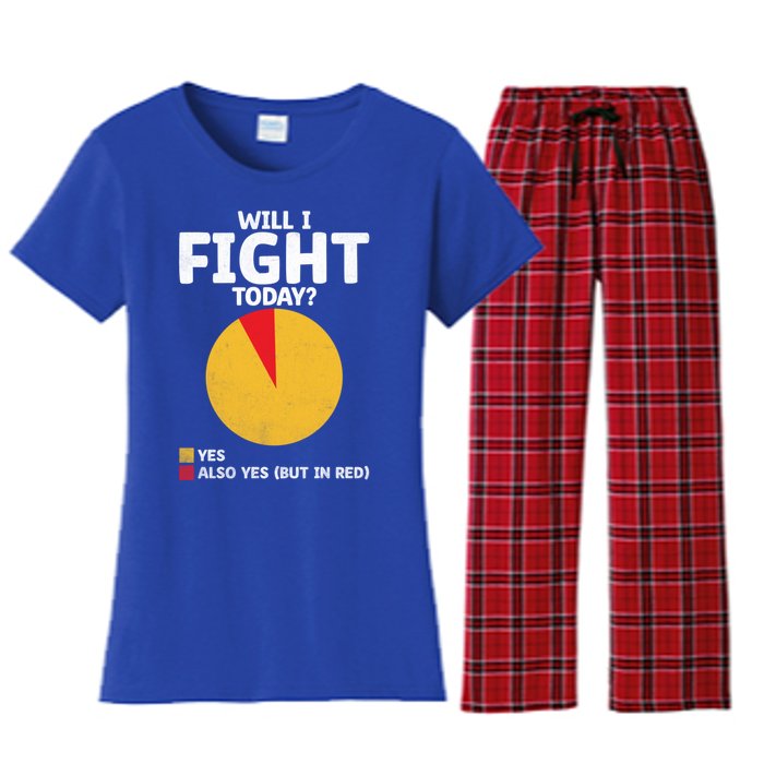 Will I Fight Today Taekwondo Player Martial Arts Tkd Gift Women's Flannel Pajama Set