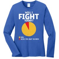 Will I Fight Today Taekwondo Player Martial Arts Tkd Gift Ladies Long Sleeve Shirt