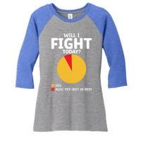 Will I Fight Today Taekwondo Player Martial Arts Tkd Gift Women's Tri-Blend 3/4-Sleeve Raglan Shirt