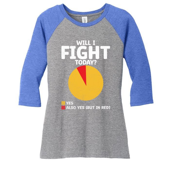 Will I Fight Today Taekwondo Player Martial Arts Tkd Gift Women's Tri-Blend 3/4-Sleeve Raglan Shirt