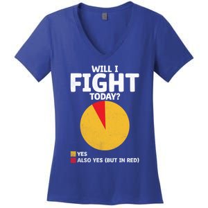 Will I Fight Today Taekwondo Player Martial Arts Tkd Gift Women's V-Neck T-Shirt