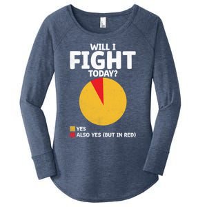 Will I Fight Today Taekwondo Player Martial Arts Tkd Gift Women's Perfect Tri Tunic Long Sleeve Shirt