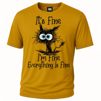 Wo It's Fine I'm Fine Everything Is Fine Funny Cat Gift Cooling Performance Crew T-Shirt