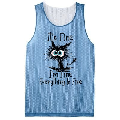 Wo It's Fine I'm Fine Everything Is Fine Funny Cat Gift Mesh Reversible Basketball Jersey Tank