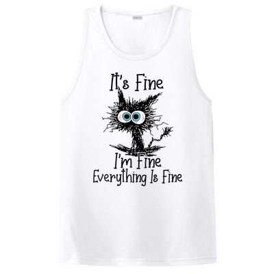 Wo It's Fine I'm Fine Everything Is Fine Funny Cat Gift PosiCharge Competitor Tank