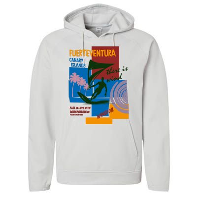 Wingfoil In Fuerteventura Spain Performance Fleece Hoodie