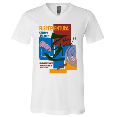 Wingfoil In Fuerteventura Spain V-Neck T-Shirt