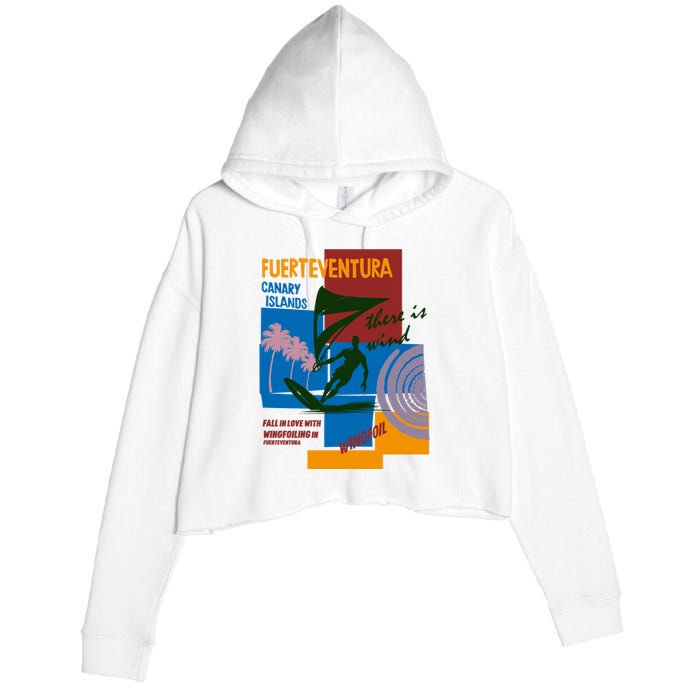 Wingfoil In Fuerteventura Spain Crop Fleece Hoodie