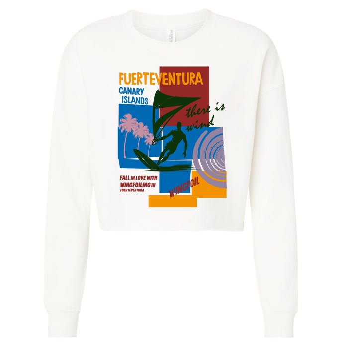 Wingfoil In Fuerteventura Spain Cropped Pullover Crew