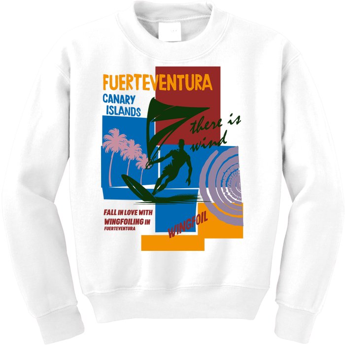 Wingfoil In Fuerteventura Spain Kids Sweatshirt