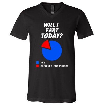 Will I Fart Today? Yes Sarcastic I Love To Farting Humor V-Neck T-Shirt