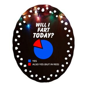 Will I Fart Today? Yes Sarcastic I Love To Farting Humor Ceramic Oval Ornament