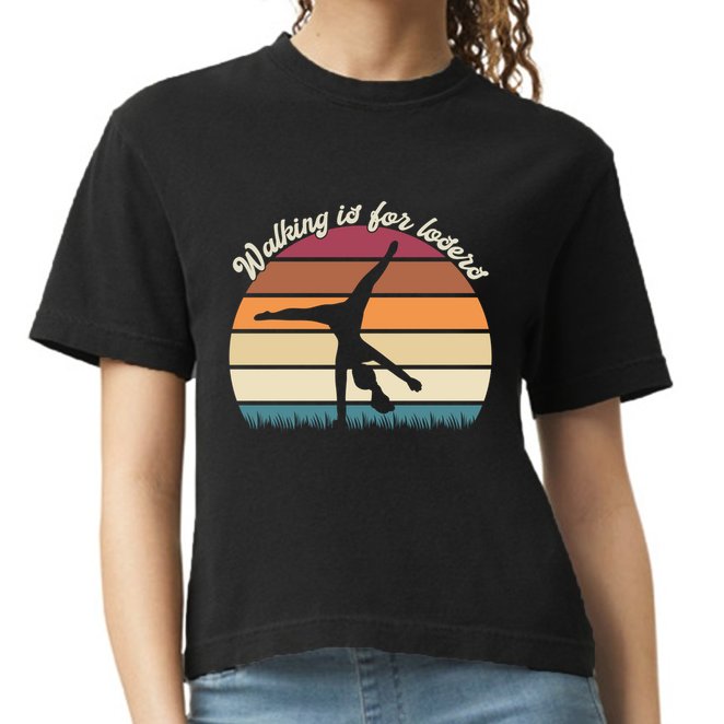 Walking Is For Losers Vintage Gymnastics Cartwheel Gift Comfort Colors Boxy T-Shirt