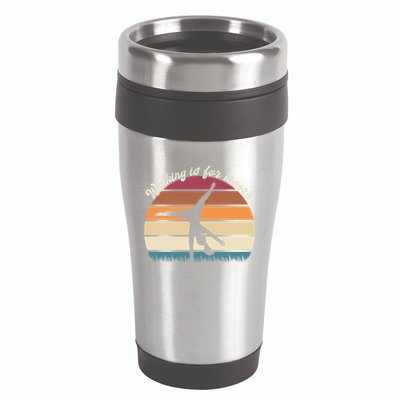 Walking Is For Losers Vintage Gymnastics Cartwheel Gift 16oz Travel Tumbler