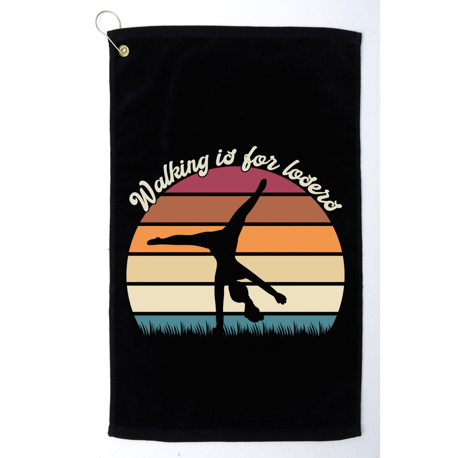 Walking Is For Losers Vintage Gymnastics Cartwheel Gift Golf Towel