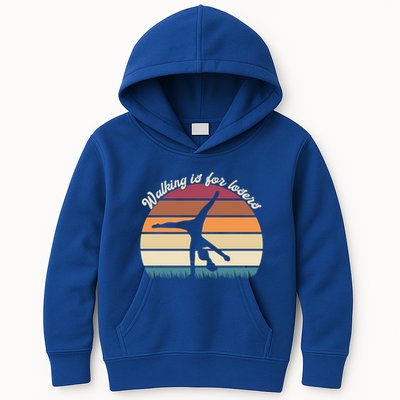 Walking Is For Losers Vintage Gymnastics Cartwheel Gift Kids Hoodie