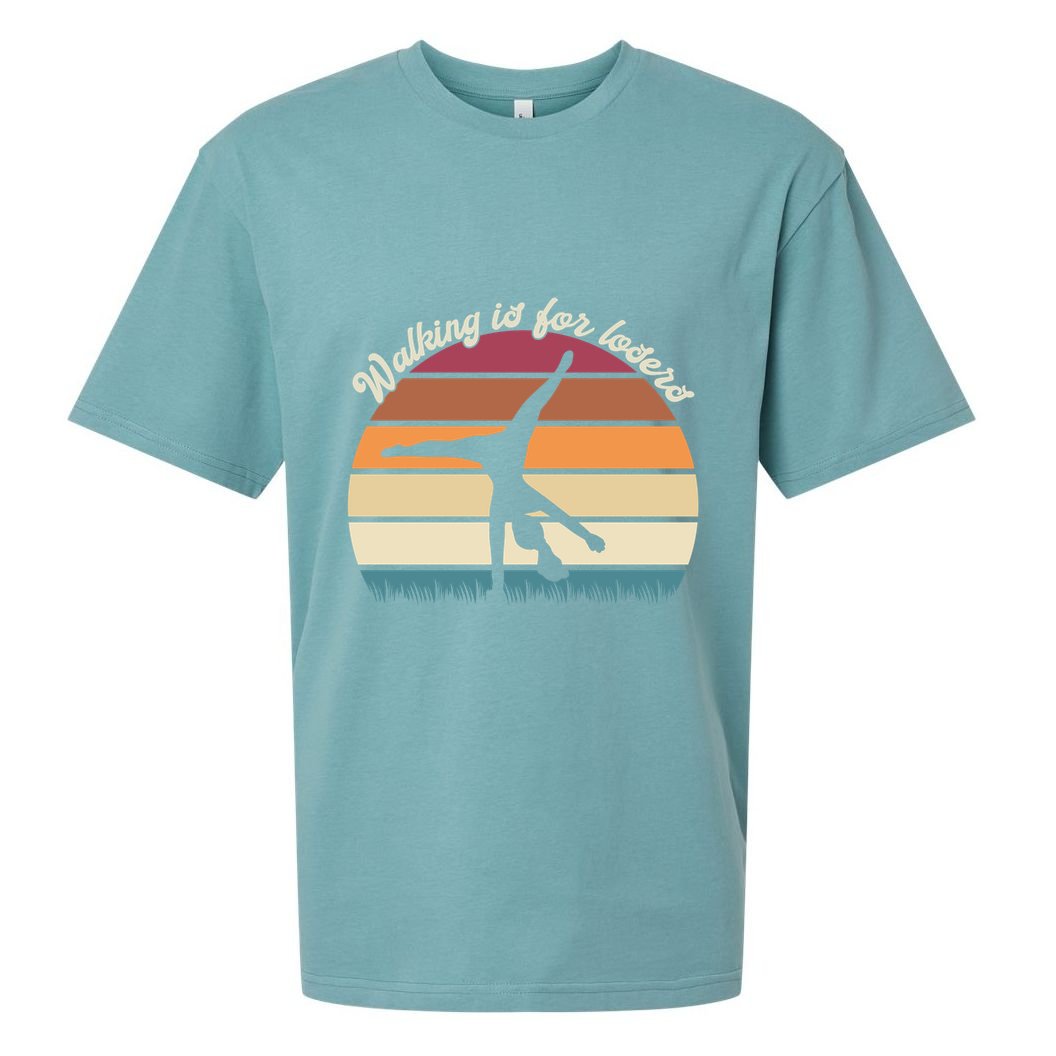 Walking Is For Losers Vintage Gymnastics Cartwheel Gift Sueded Cloud Jersey T-Shirt