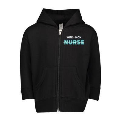 Wife Mom Nurse Pulse Toddler Zip Fleece Hoodie