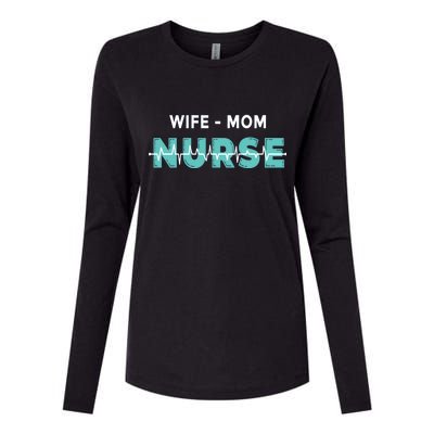 Wife Mom Nurse Pulse Womens Cotton Relaxed Long Sleeve T-Shirt