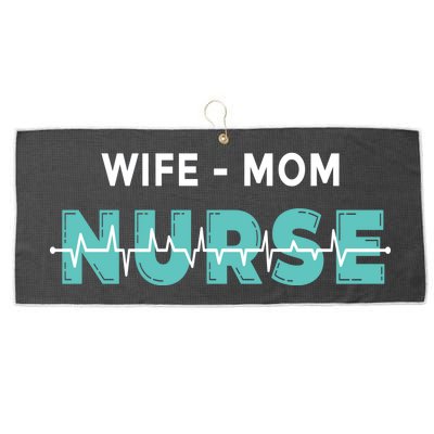 Wife Mom Nurse Pulse Large Microfiber Waffle Golf Towel