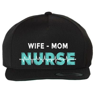 Wife Mom Nurse Pulse Wool Snapback Cap