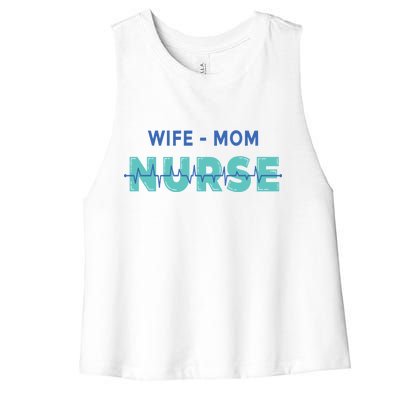 Wife Mom Nurse Pulse Women's Racerback Cropped Tank