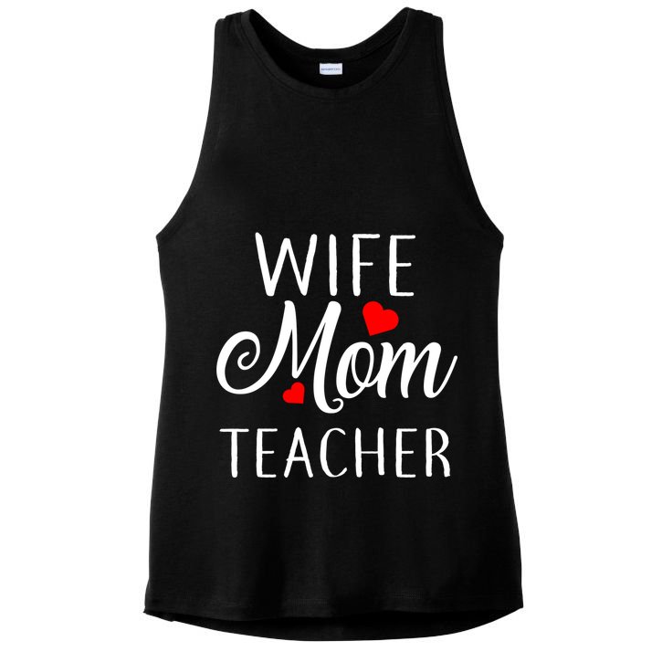 Wife Mom Teacher  Ladies PosiCharge Tri-Blend Wicking Tank