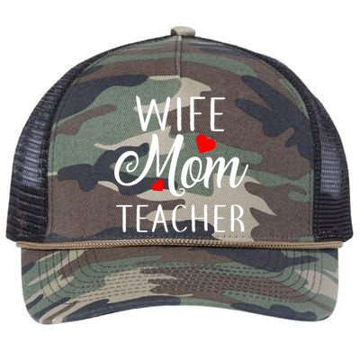 Wife Mom Teacher  Retro Rope Trucker Hat Cap