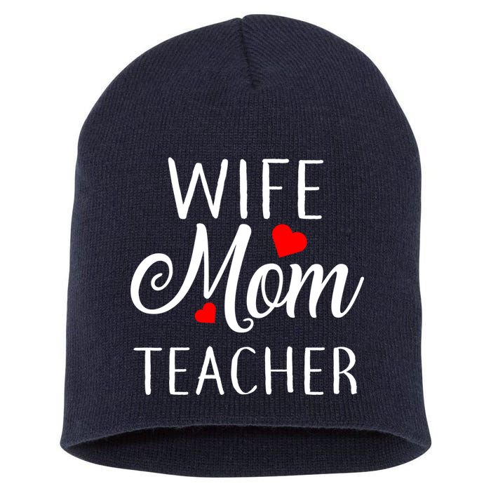 Wife Mom Teacher  Short Acrylic Beanie