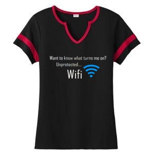 Wifi - Turns Me On Funny Ladies Halftime Notch Neck Tee