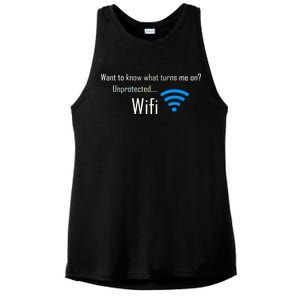 Wifi - Turns Me On Funny Ladies PosiCharge Tri-Blend Wicking Tank